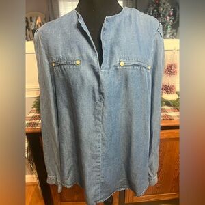Jones New York Blue Denim Top